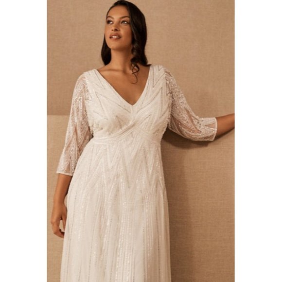 BHLDN Ellesmere Wedding Dress Size 4 Beaded - Picture 6 of 8